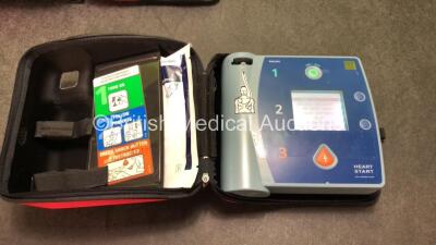 2 x Philips FR2+ Defibrillators in Carry Case (Both Power Up and Pass Self Tests- Batteries Not Included) - 2