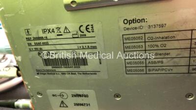 Drager Oxylog 3000 Ventilator Software Version 01.24 with 1 x Hose, 1 x Regulator,1 x Breathing Tube and 1 x Power Supply (Powers Up) *Mfd 2009* *S/N SSAF-0022* - 5