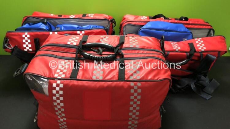 3 x Red Ambulance Emergency Bags with Emergency Consumable Packs (Some in Date)