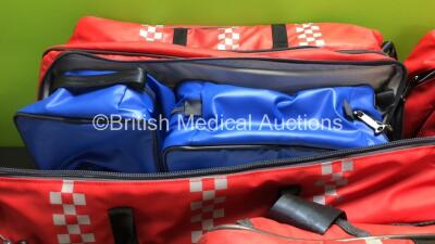 3 x Red Ambulance Emergency Bags with Emergency Consumable Packs (Some in Date) - 2