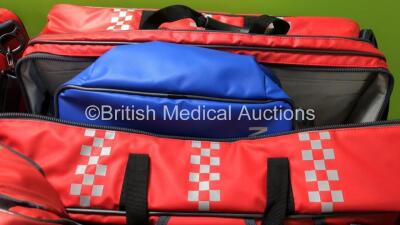 3 x Red Ambulance Emergency Bags with Emergency Consumable Packs (Some in Date) - 3