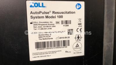 Zoll Autopulse Plus Model 100 Resuscitation System with 1 x Life Band Load Distributing Band *Mfd 2015 (Powers Up When Tested with Stock Battery-Battery Not Included) *SN 41399* - 3