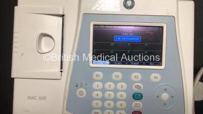 2 x GE MAC 600 ECG Machines with 2 x Leads and 1 x Carry Case *Mfd 2014* (Both Power Up) SF714201355PA - SF714201351PA* - 2