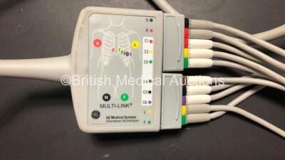 2 x GE MAC 600 ECG Machines with 2 x Leads and 1 x Carry Case *Mfd 2014* (Both Power Up) SF714201355PA - SF714201351PA* - 3