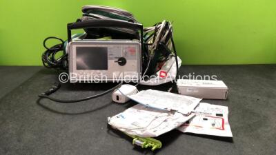 Zoll E Series Defibrillator with 1 x SpO2 Leads, 1 x SpO2 Finger Sensor, 1 x ECG Leads, 1 x NIBP Lead, 1 x BP Cuff, 1 x Zoll Lo Flo Module and 1 x Battery (No Power)