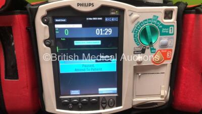 Philips HeartStart MRX Monitor / Defibrillator Including Pacer ECG, SpO2, NBP, Hard Paddle and Printer Options with Carry Case, 1 x Philips M3538A Battery, 1 x Philips M3539A Battery, 1 x ECG Lead, 1 x SpO2 Lead with Sensor, 1 x BP Hose with Cuff, 1 x Pad - 2