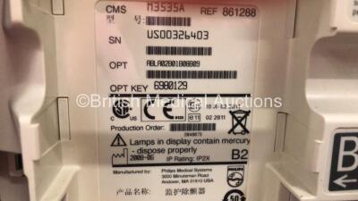 Philips HeartStart MRX Monitor / Defibrillator Including Pacer ECG, SpO2, NBP, Hard Paddle and Printer Options with Carry Case, 1 x Philips M3538A Battery, 1 x Philips M3539A Battery, 1 x ECG Lead, 1 x SpO2 Lead with Sensor, 1 x BP Hose with Cuff, 1 x Pad - 4