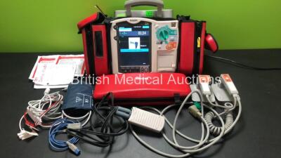 Philips HeartStart MRX Monitor / Defibrillator Including Pacer, ECG, SpO2, NBP, and Printer Options with Carry Case, 1 x Philips M3538A Battery, 1 x Philips M3539A Battery, Hard Paddles 1 x ECG Lead, 1 x SpO2 Lead with Sensor, 1 x BP Hose with Cuff, 1 x P