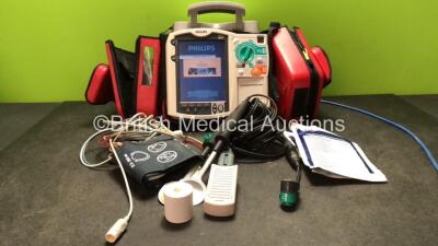 Philips HeartStart MRX Monitor / Defibrillator Including Pacer, ECG, SpO2, NBP, and Printer Options with Carry Case, 1 x M4740A Internal Adapter Cable, 1 x M1742A Internal Paddle, 1 x Philips M3538A Battery, 1 x Philips M3539A Battery, 1 x ECG Lead, 1 x S