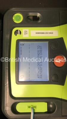 2 x Zoll AED Pro Defibrillators with 2 x 3 Lead ECG Leads and 2 x Electrodes in Carry Cases (Both Power Up) - 2