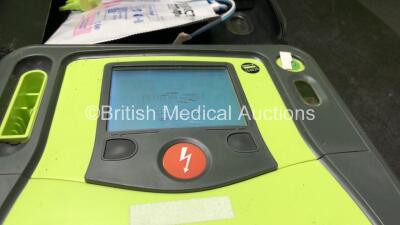 2 x Zoll AED Pro Defibrillators with 2 x Electrodes in Carry Cases (Both Power Up) - 3