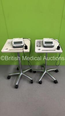 2 x Verathon BVI 3000 Bladder Scanners with Transducers on Trolleys (Both Not Power Tested Due to No Batteries - Damage to Both Units - See Pictures) **GH**