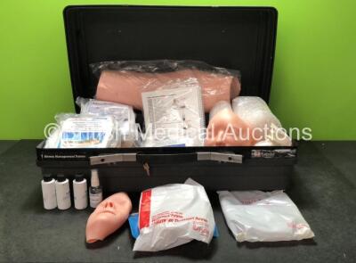 Job Lot of Laerdal Skin Replacements Including Injectable Training Arms, Maniki Face Skins and Tube Lines in Carry Case