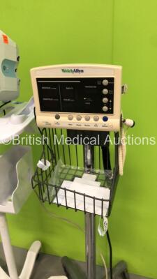 1 x Welch Allyn 6000 Series Vital Signs Monitor on Stand and 1 x Welch Allyn 52000 Series Patient Monitor on Stand (Both Power Up) - 4