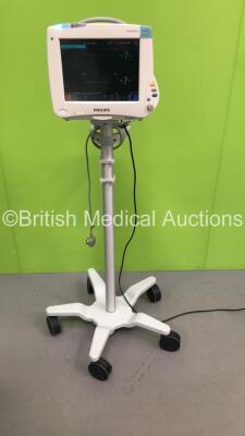 Philips IntelliVue MP50 Neonatal Patient Monitor Ref 862116 on Stand with Philips M3001A Module with Press, Temp, NBP, SPO2 and ECG/Resp Options (Powers Up)