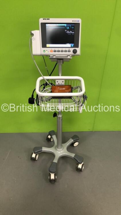 EDAN iM50 Patient Monitor on Stand with ECG,SpO2,IBP1,IBP2,NIBP,CO2,T1 and T2 Options,Carb-CO2 Attachment,1 x SpO2 Finger Sensor,1 x BP Hose and 1 x BP Cuff (Powers Up-Missing Light Lens) * Mfd 2020 *