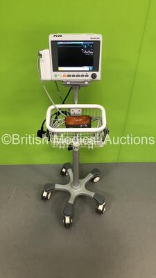 EDAN iM50 Patient Monitor on Stand with ECG,SpO2,IBP1,IBP2,NIBP,CO2,T1 and T2 Options,Carb-CO2 Attachment,1 x SpO2 Finger Sensor,1 x BP Hose and 1 x BP Cuff (Powers Up-Missing Light Lens) * Mfd 2020 * - 2