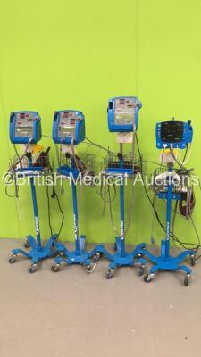 Job Lot of GE Patient Monitors Including 2 x GE Pro 200 Dinamap Patient Monitors with 2 x BP Hoses and 2 x BP Cuffs,1 x GE Pro 400 Dinamap Patient Monitor on Stand with 1 x SpO2 Finger Sensor and 1 x BP Hose and Cuff and 1 x GE Carescape V100 Patient Moni