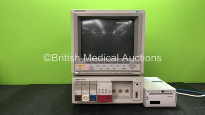 Mixed Lot Including 1 x Agilent CMS-2001 Monitor with 1 x Agilent M1046A Module Rack Including 1 x Hewlett Packard TEMP Module, 1 x Hewlett Packard ECG/RESP Module, 1 x Hewlett Packard Sa02/PLETH Module and 1 x Philips NBP Module (Powers Up) 1 x Mitsubish