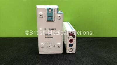 2 x Philips M3001A Opt A01C18 Modules Including ECG, SpO2, NBP, Press and Temp Options *Mfd 04-2007, 1 Refurbished 06/2010* *SN DE6321312, DE22716887*