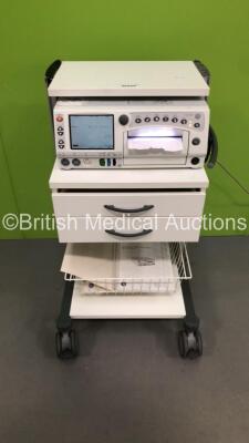 GE 250cx Corometrics Series Fetal Monitor with US,US2,UA,FECG/MECG,SpO2 and NIBP Options on Stand (Powers Up-Slight Crack to Casing) * Mfd 2011 *