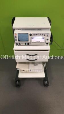 GE 250cx Corometrics Series Fetal Monitor with US,US2,UA,FECG/MECG,SpO2 and NIBP Options on Stand (Powers Up-Slight Crack to Casing) * Mfd 2011 * - 2