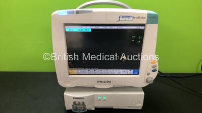 Philips IntelliVue MP50 Patient Monitor with 1 x Philips M3001A Module Including Press-Temp, NBP, SpO2, ECG and Resp Options *Mfd 2020-03* and 1 x Philips IntelliVue G5 M1019A Anesthetic Gas Module with Water Trap (All Power Up) *DE3472779 - DE6520JH9W - 