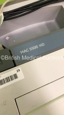 GE MAC 5500 HD ECG Machine on Stand with 1 x 10-Lead ECG CAM HD Leads (Powers Up) * SN SKJ14443342PA * * Mfd 2014 * - 7