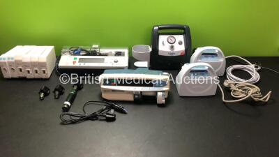 Mixed Lot Including 4 x Nellcor E-NSAT SpO2 Modules, 2 x GE E-BIS Modules, 1 x Asena Alaris CC MK III Syringe Pump, 1 x Welch Allyn Ophthalmoscope with 3 x Attachments, 2 x Covidien Kendall SCD Express Sequential Compression Systems and 1 x Flaem Aspira S