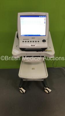 EDAN F9 Fetal Monitor on Stand with MECG,Temp,NIBP,SpO2,DECG,TOCO,US1,US2,Mark and EXT.1 Options on Stand (Powers Up-Cracks to Casing-See Photos)