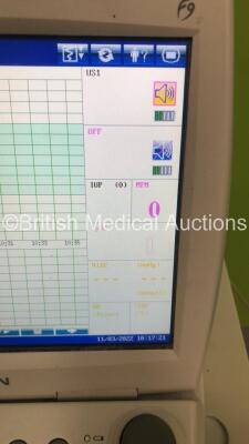 EDAN F9 Fetal Monitor on Stand with MECG,Temp,NIBP,SpO2,DECG,TOCO,US1,US2,Mark and EXT.1 Options on Stand (Powers Up-Cracks to Casing-See Photos) - 3