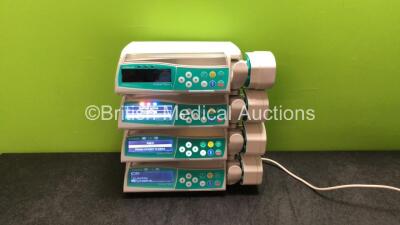 4 x B Braun Perfusor Space Infusion Pumps (All Power Up, 1 with Faulty Driver Arm-See Photo) *SN 167814, 217101, 217172, 167804*