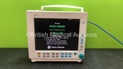 Datex Ohmeda Compact Anesthesia Monitor (Powers Up with Damaged Handle and Cracked Casing-See Photos) *SN 6320879*