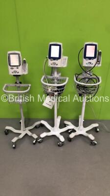 3 x Welch Allyn Spot Vital Signs LXi Patient Monitors on Stands with 3 x BP Hoses and 1 x SpO2 Finger Sensor (All Power Up-1 x Missing Plastic Trim-See Photos) - 2