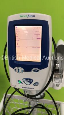 3 x Welch Allyn Spot Vital Signs LXi Patient Monitors on Stands with 3 x BP Hoses and 1 x SpO2 Finger Sensor (All Power Up-1 x Missing Plastic Trim-See Photos) - 5