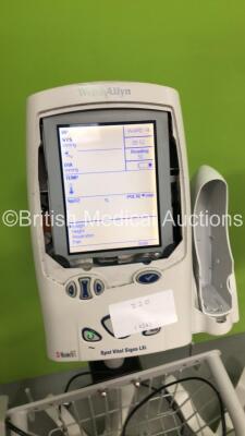 3 x Welch Allyn Spot Vital Signs LXi Patient Monitors on Stands (2 x Power Up-,1 x No Power-3 x Missing Plastic Trims-See Photos) - 3