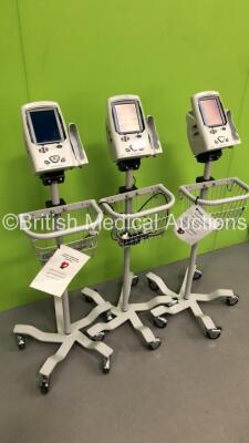 3 x Welch Allyn Spot Vital Signs LXi Patient Monitors on Stands (2 x Power Up-,1 x No Power-3 x Missing Plastic Trims-See Photos) - 5