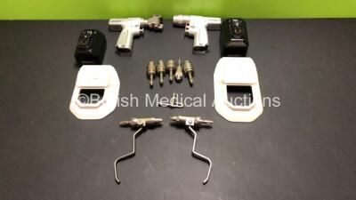 Stryker System 7 Drill Set Including 1 x Stryker System 7 7208-000-000 Sagittal Saw Handpiece, 1 x Stryker System 7 7205-000-000 Dual Trigger Rotary Handpiece, 1 x Stryker 6203-113-000 Hudson Attachment, 1 x Stryker 6203-110-000 AO Small Drill Attachment, - 2