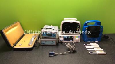 Mixed Lot Including 1 x Clement Clarke Tonometer, 1 x Huntleigh Smartsigns Lite Plus Patient Monitor (Holds Power with Blank Display Screen) 1 x Covidien Nellcor PM100N SpO2 Monitoring System with 1 x SpO2 Lead (Powers Up) 1 x GE Procare Patient Monitor (