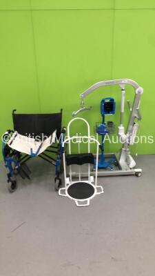 Mixed Lot Including 1 x Manual Wheelchair,1 x Liko Viking M Electric Patient Hoist,1 x Standing Aid and 1 x GE ProCare Auscultatory Patient Monitor on Stand with 1 x BP Hose and 1 x BP Cuff (Powers Up) * SN 2019194-001 / 7109499 *