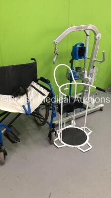 Mixed Lot Including 1 x Manual Wheelchair,1 x Liko Viking M Electric Patient Hoist,1 x Standing Aid and 1 x GE ProCare Auscultatory Patient Monitor on Stand with 1 x BP Hose and 1 x BP Cuff (Powers Up) * SN 2019194-001 / 7109499 * - 3