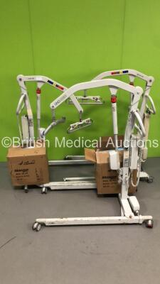 3 x Liko UNO 102 Electric Patient Hoists with Controllers and 3 x Boxes of Patient Slings (All Power Up and Tested Working)