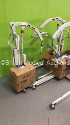 3 x Liko UNO 102 Electric Patient Hoists with Controllers and 3 x Boxes of Patient Slings (All Power Up and Tested Working) - 3