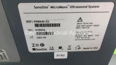 Sonosite Micromaxx Portable Ultrasound Scanner *Mfd - 09/2007* Boot Version - 30.80.306.030 ARM Version - 30.80.306.030 with 1 x C60e / 5-2 MHz Transducer / Probe *Mfd - 03/2012* and Power Supply (Powers Up) *03995Z* - 6