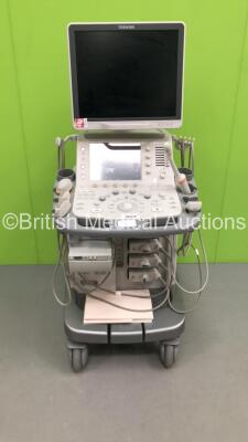 Toshiba Aplio 500 TUS-A500 Flat Screen Ultrasound Scanner *S/N T1C1222520* **Mfd 02/2012** with 5 x Transducers / Probes (PVT-375BT *Mfd 01/2017* / PLT-1204AT *Mfd 01/2010* / PVT-681MV Mfd 2012* / PVT-675MV *Mfd 2011* and PVT-674BT *Locking Mech Damaged 