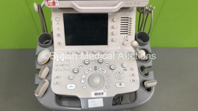 Toshiba Aplio 500 TUS-A500 Flat Screen Ultrasound Scanner *S/N T1C1222520* **Mfd 02/2012** with 5 x Transducers / Probes (PVT-375BT *Mfd 01/2017* / PLT-1204AT *Mfd 01/2010* / PVT-681MV Mfd 2012* / PVT-675MV *Mfd 2011* and PVT-674BT *Locking Mech Damaged - 3