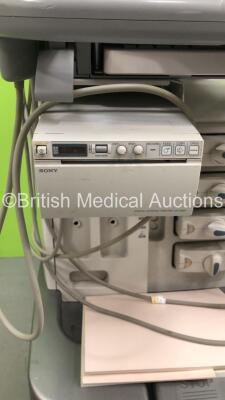 Toshiba Aplio 500 TUS-A500 Flat Screen Ultrasound Scanner *S/N T1C1222520* **Mfd 02/2012** with 5 x Transducers / Probes (PVT-375BT *Mfd 01/2017* / PLT-1204AT *Mfd 01/2010* / PVT-681MV Mfd 2012* / PVT-675MV *Mfd 2011* and PVT-674BT *Locking Mech Damaged - 11