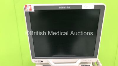 Toshiba Aplio 400 TUS-A400 Flat Screen Ultrasound Scanner *S/N T5A14X2071* **Mfd 10/2014** with 3 x Transducers / Probes (PVT-781VT *Mfd 11/2015* / PVT-674BT *Mfd 08/2015* and PVT-375BT *Mfd 09/2015*) (HDD REMOVED) - 2