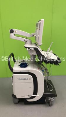 Toshiba Aplio 400 TUS-A400 Flat Screen Ultrasound Scanner *S/N T5A14X2071* **Mfd 10/2014** with 3 x Transducers / Probes (PVT-781VT *Mfd 11/2015* / PVT-674BT *Mfd 08/2015* and PVT-375BT *Mfd 09/2015*) (HDD REMOVED) - 11