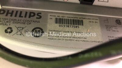 Philips HD11XE Flat Screen Ultrasound Scanner *S/N US31077585* **Mfd 04/2010** with 3 x Transducers / Probes (S12-4 / L12-5 and C8-5), Sony UP-D23MD Digital Colour Printer and Sony UP-D897 Digital Graphic Printer (HDD REMOVED - Missing Dials and Damage to - 14